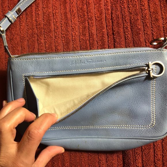 Salvatore Ferragamo Blue Zip Clutch - Picture 7 of 13